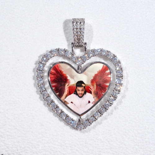 3D Spinning 2-Faced Heart Custom Picture Pendant
