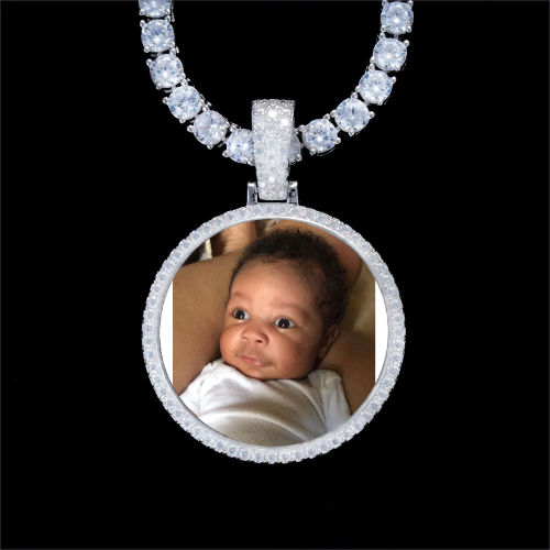 925S & VVS Moissanite 3D Circle Custom Picture Pendant