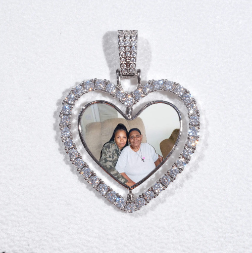 3D Spinning 2-Faced Heart Custom Picture Pendant