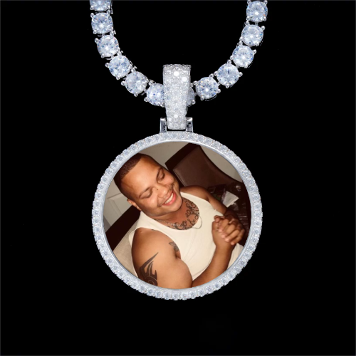 925S & VVS Moissanite 3D Circle Custom Picture Pendant
