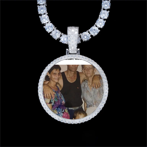 925S & VVS Moissanite 3D Circle Custom Picture Pendant