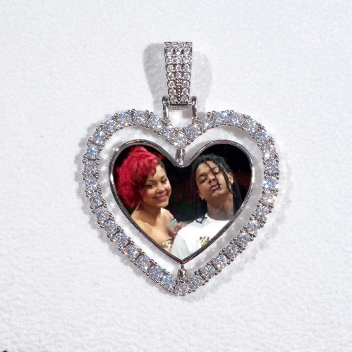 3D Spinning 2-Faced Heart Custom Picture Pendant