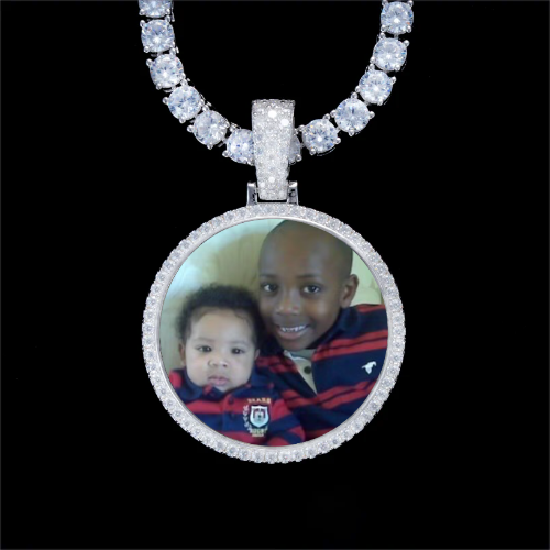 925S & VVS Moissanite 3D Circle Custom Picture Pendant