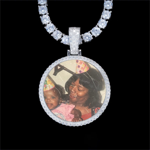 925S & VVS Moissanite 3D Circle Custom Picture Pendant