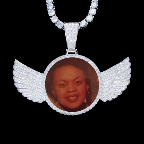 925S & VVS Moissanite 3D Wing Custom Picture Pendant