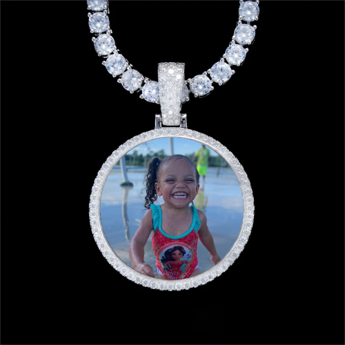 925S & VVS Moissanite 3D Circle Custom Picture Pendant