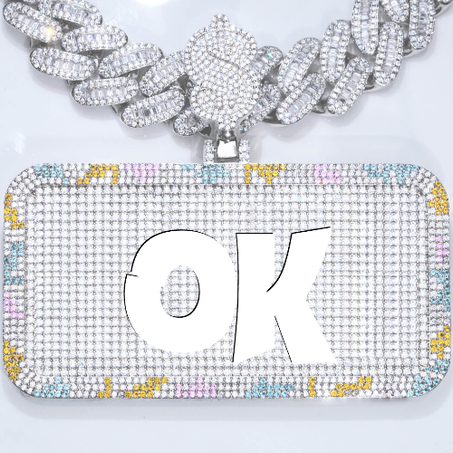 CUSTOM LETTER NECKLACE 3D COLORFUL SQUARE