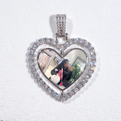 3D Spinning 2-Faced Heart Custom Picture Pendant