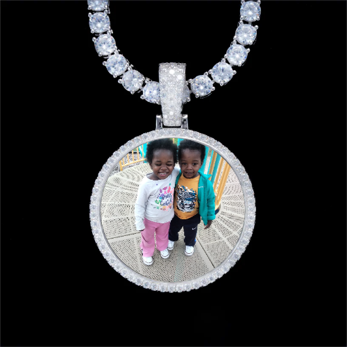 925S & VVS Moissanite 3D Circle Custom Picture Pendant