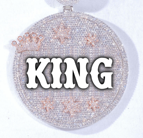 CUSTOM LETTER NECKLACE 3D BIG CROWN DISC