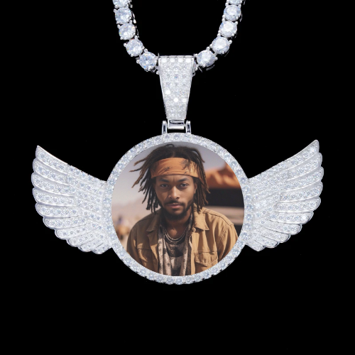 925S & VVS Moissanite 3D Wing Custom Picture Pendant
