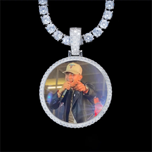 925S & VVS Moissanite 3D Circle Custom Picture Pendant