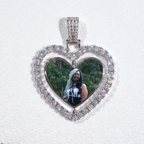3D Spinning 2-Faced Heart Custom Picture Pendant