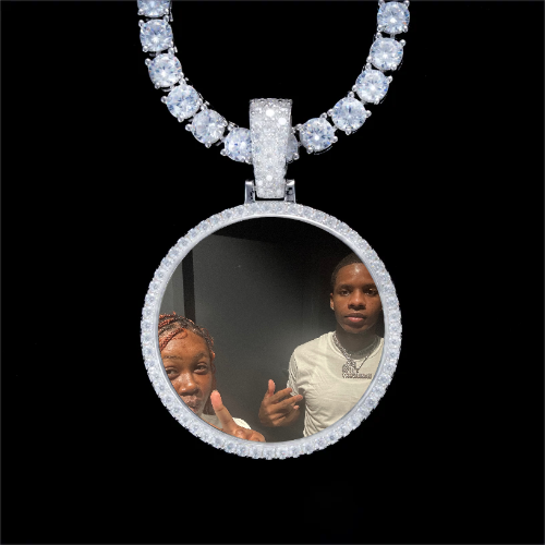925S & VVS Moissanite 3D Circle Custom Picture Pendant