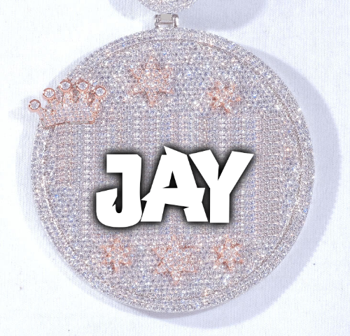 CUSTOM LETTER NECKLACE 3D BIG CROWN DISC