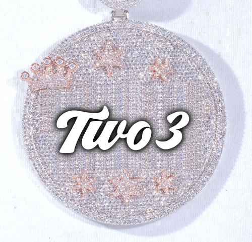CUSTOM LETTER NECKLACE 3D BIG CROWN DISC