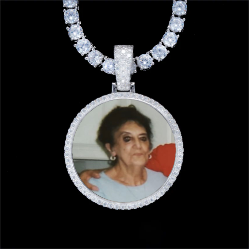 925S & VVS Moissanite 3D Circle Custom Picture Pendant