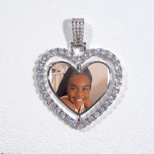 3D Spinning 2-Faced Heart Custom Picture Pendant