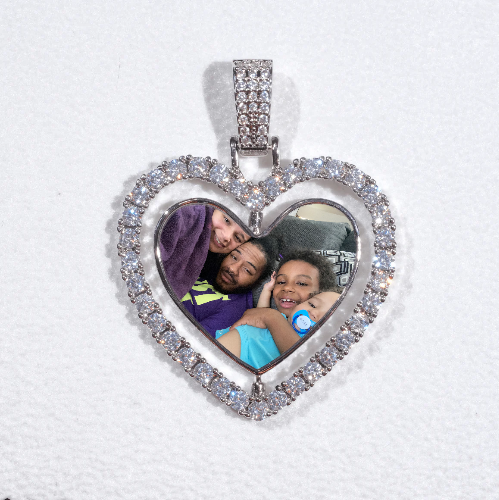 3D Spinning 2-Faced Heart Custom Picture Pendant