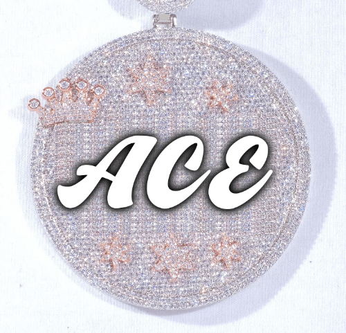 CUSTOM LETTER NECKLACE 3D BIG CROWN DISC