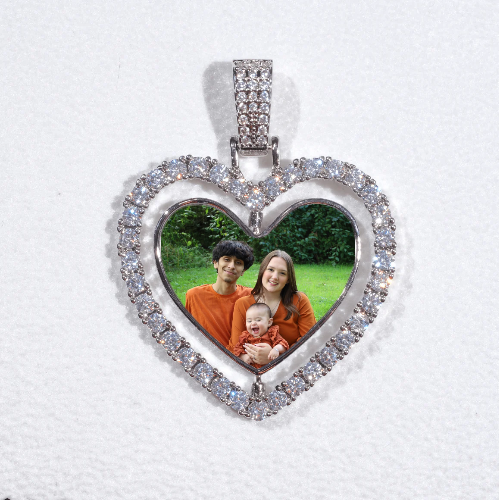3D Spinning 2-Faced Heart Custom Picture Pendant