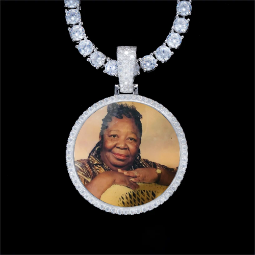 925S & VVS Moissanite 3D Circle Custom Picture Pendant