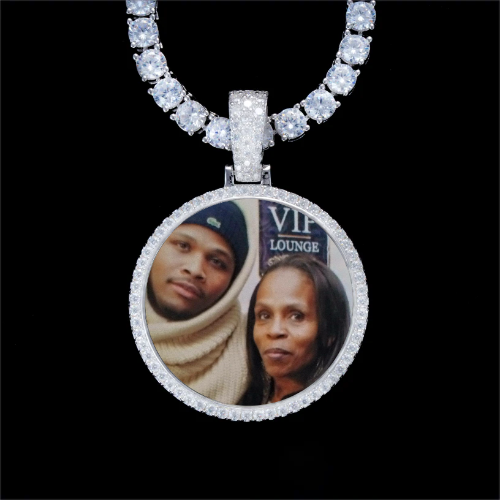 925S & VVS Moissanite 3D Circle Custom Picture Pendant