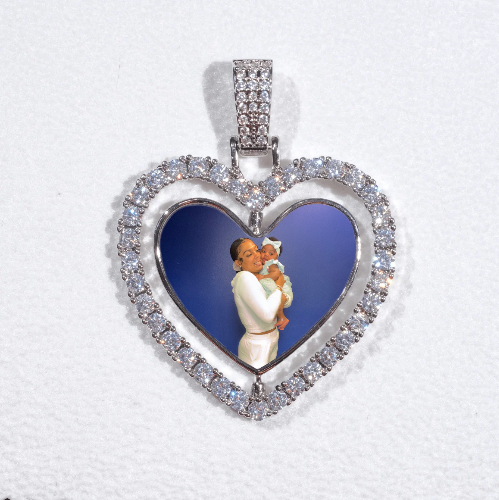3D Spinning 2-Faced Heart Custom Picture Pendant