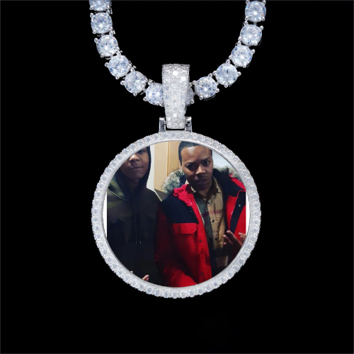 925S & VVS Moissanite 3D Circle Custom Picture Pendant