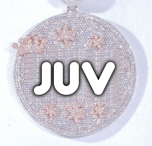 CUSTOM LETTER NECKLACE 3D BIG CROWN DISC