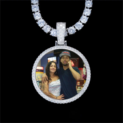 925S & VVS Moissanite 3D Circle Custom Picture Pendant