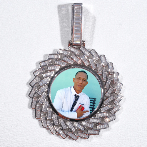 Large 3D Baguette Custom Picture Pendant