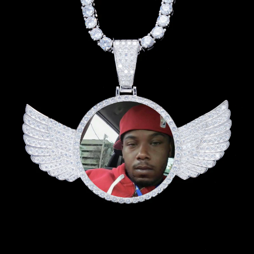 925S & VVS Moissanite 3D Wing Custom Picture Pendant