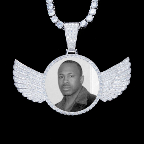 925S & VVS Moissanite 3D Wing Custom Picture Pendant