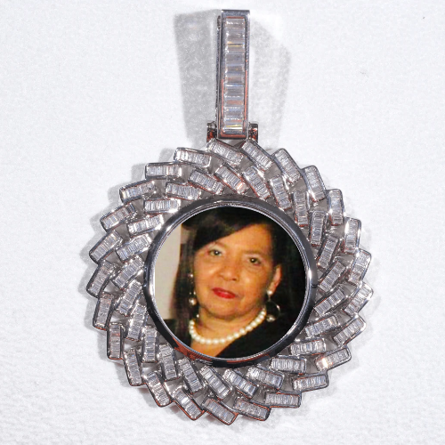 Large 3D Baguette Custom Picture Pendant