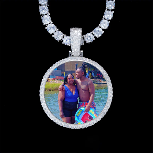 925S & VVS Moissanite 3D Circle Custom Picture Pendant
