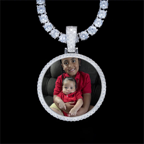925S & VVS Moissanite 3D Circle Custom Picture Pendant