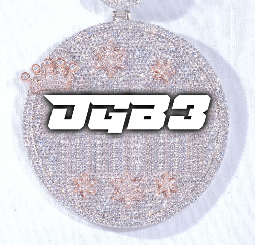 CUSTOM LETTER NECKLACE 3D BIG CROWN DISC