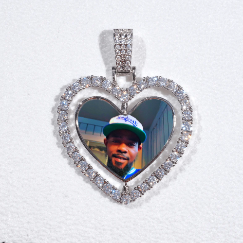 3D Spinning 2-Faced Heart Custom Picture Pendant
