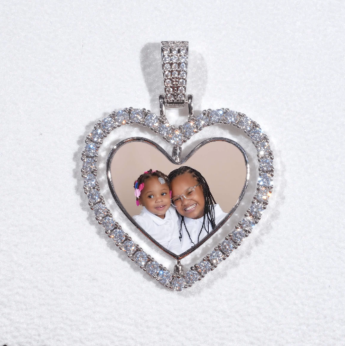 3D Spinning 2-Faced Heart Custom Picture Pendant