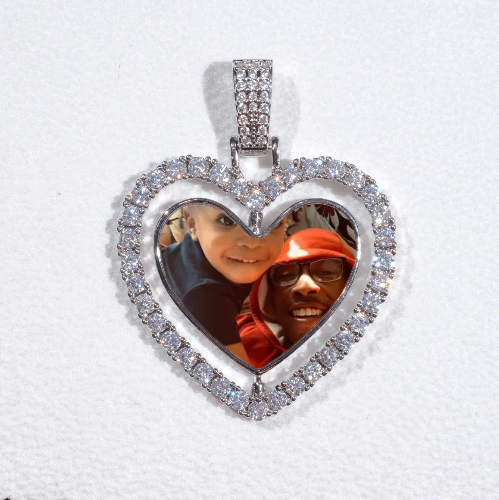 3D Spinning 2-Faced Heart Custom Picture Pendant