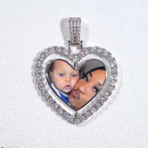 3D Spinning 2-Faced Heart Custom Picture Pendant