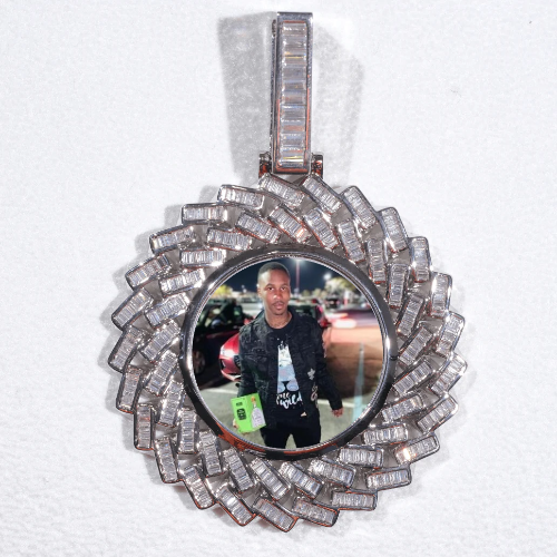 Large 3D Baguette Custom Picture Pendant