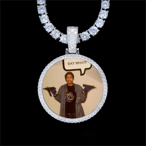 925S & VVS Moissanite 3D Circle Custom Picture Pendant
