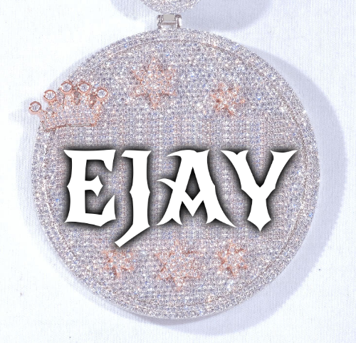CUSTOM LETTER NECKLACE 3D BIG CROWN DISC