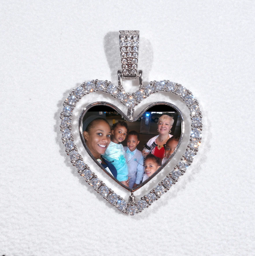 3D Spinning 2-Faced Heart Custom Picture Pendant
