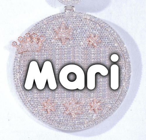 CUSTOM LETTER NECKLACE 3D BIG CROWN DISC