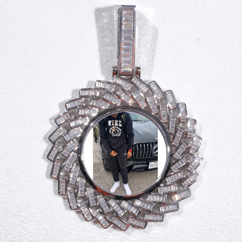Large 3D Baguette Custom Picture Pendant
