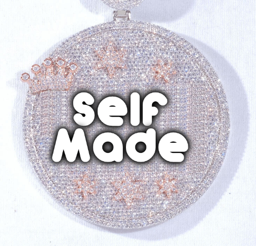 CUSTOM LETTER NECKLACE 3D BIG CROWN DISC