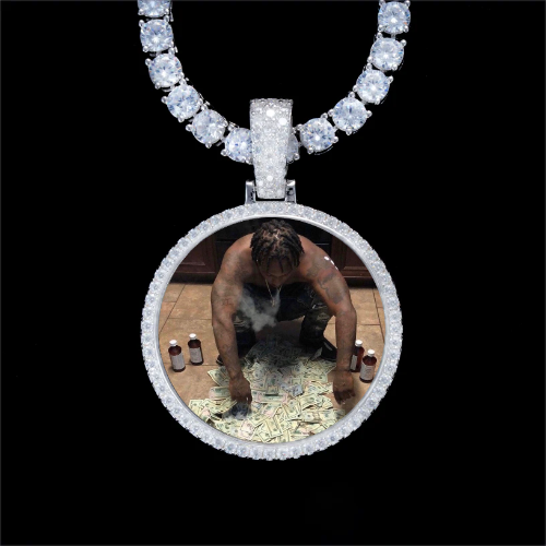 925S & VVS Moissanite 3D Circle Custom Picture Pendant